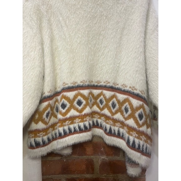 a.n.a Fuzzy Boho South Western Open Cardigan M Cream - Picture 9 of 11